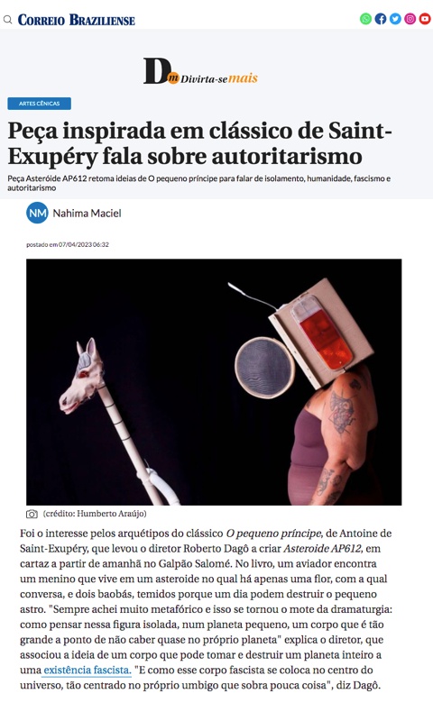ASTEROIDE AP612 | Matéria do Correio Braziliense de 07/04/2023